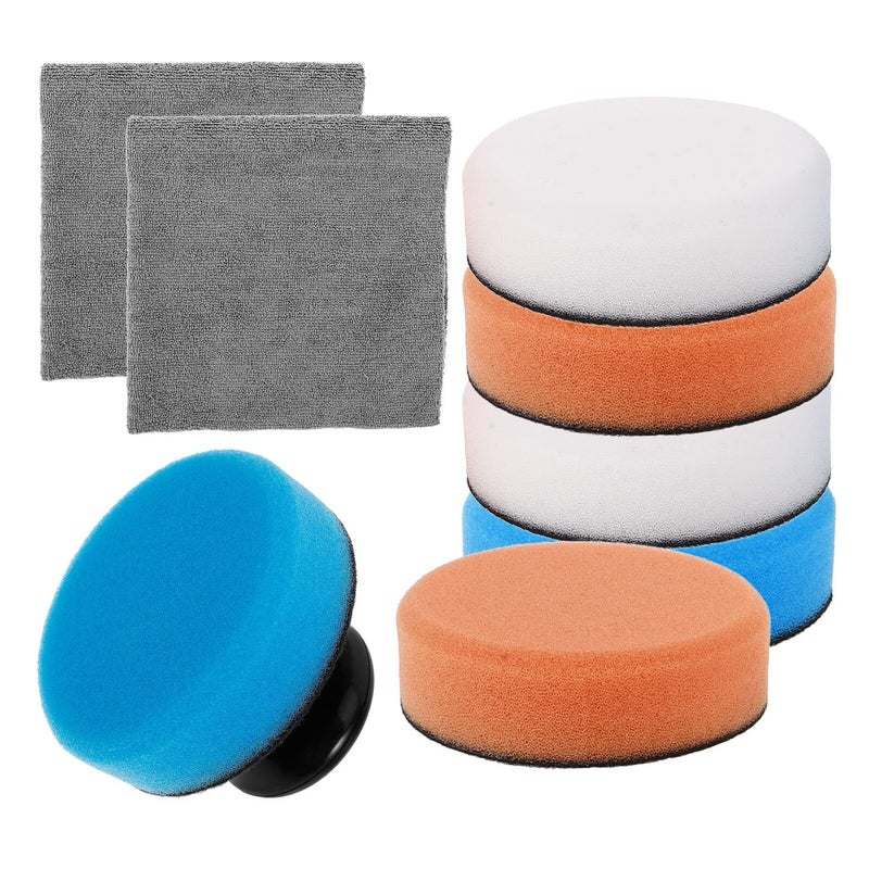 Car Polishing Pads Kit 9pcs Auto Detailing Buffing Sponge Set with Replaceable Waxing Applicator Pads and Microfiber Towels for Vehicle Paint Care - Image 2