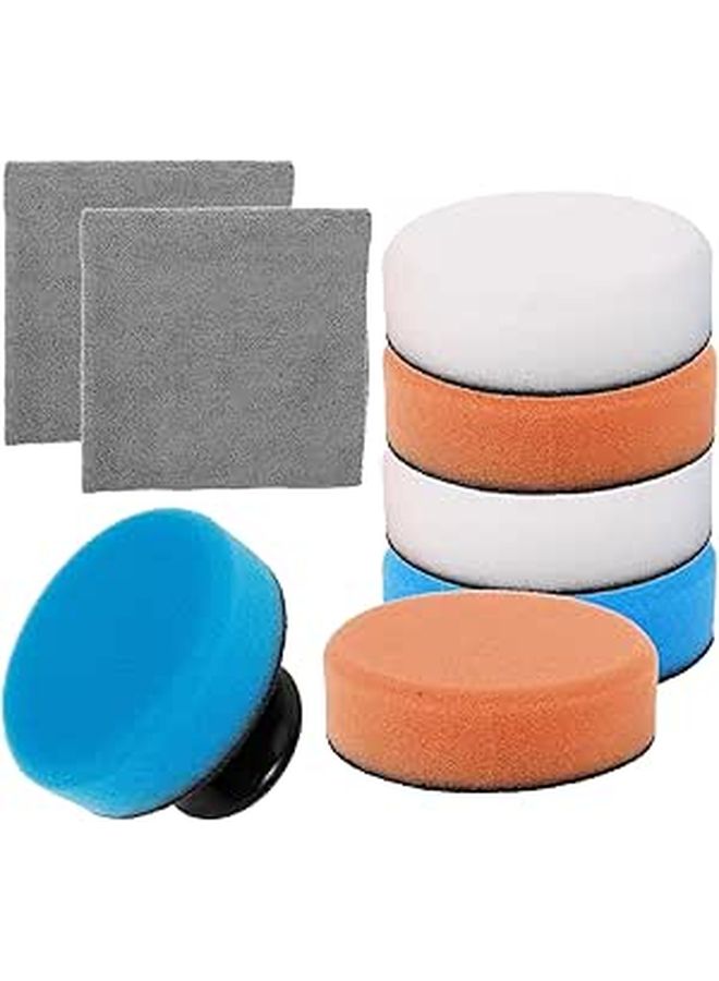 Car Polishing Pads Kit 9pcs Auto Detailing Buffing Sponge Set with Replaceable Waxing Applicator Pads and Microfiber Towels for Vehicle Paint Care - Image 1