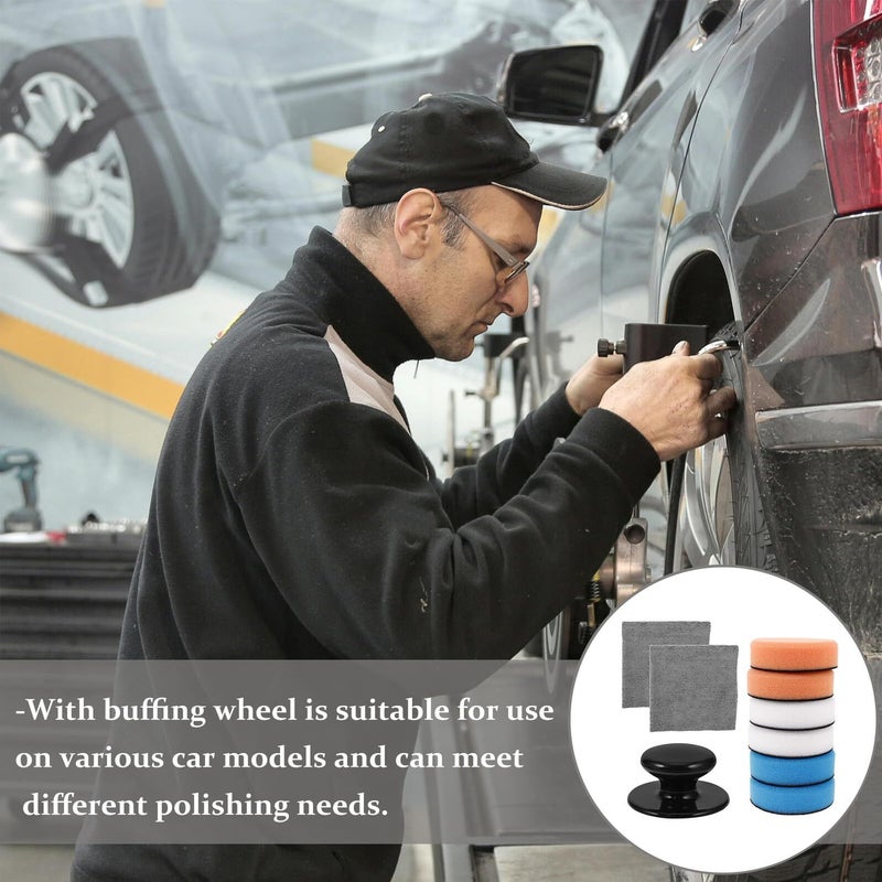 Car Polishing Pads Kit 9pcs Auto Detailing Buffing Sponge Set with Replaceable Waxing Applicator Pads and Microfiber Towels for Vehicle Paint Care - Image 4