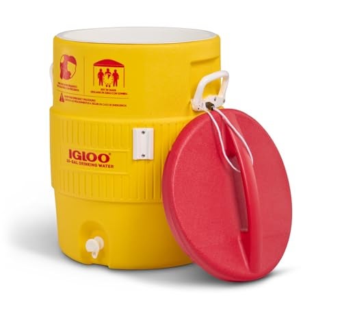 Igloo 10 gallon Industrial Beverage Cooler, Yellow/Red/White - Image 2