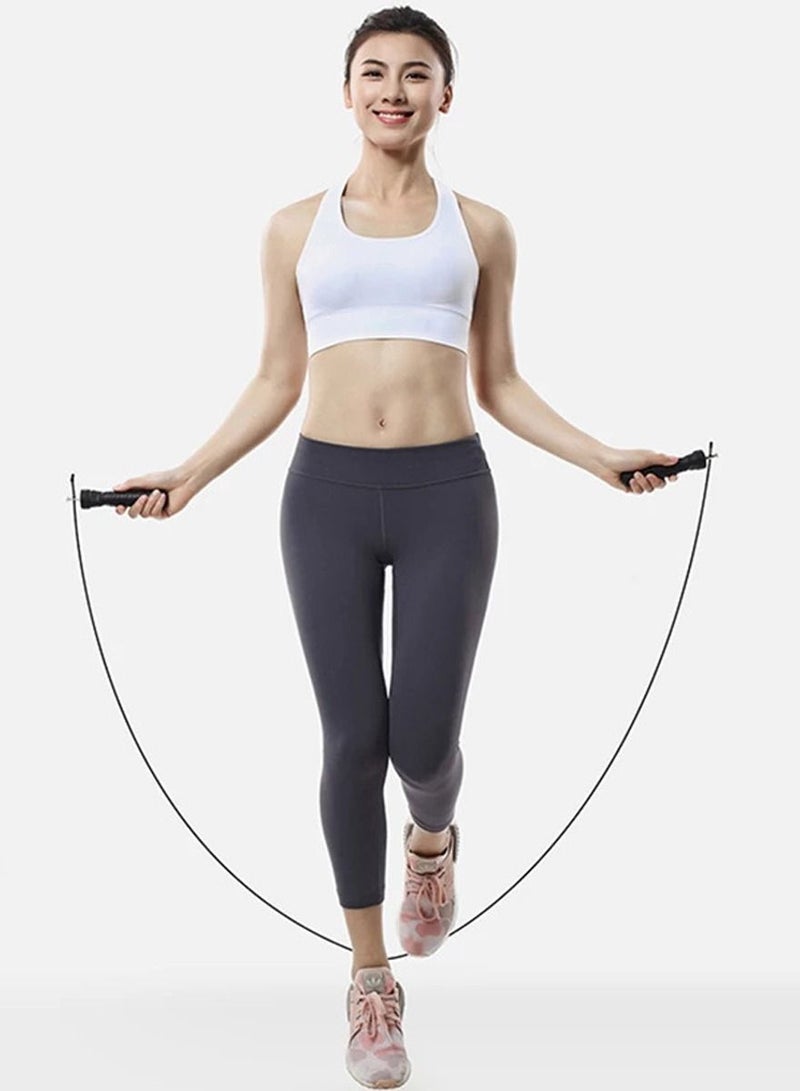 ISHWAZ A Set Of Exercise Ab Wheel Roller With Knee Pad And Professional Steel Wire Jump Rope With Weights, Best Fitness equipment For 6 Pack Abs, Core Workout, MMA And boxing Training Bodybuilding Fitness  - Image 3
