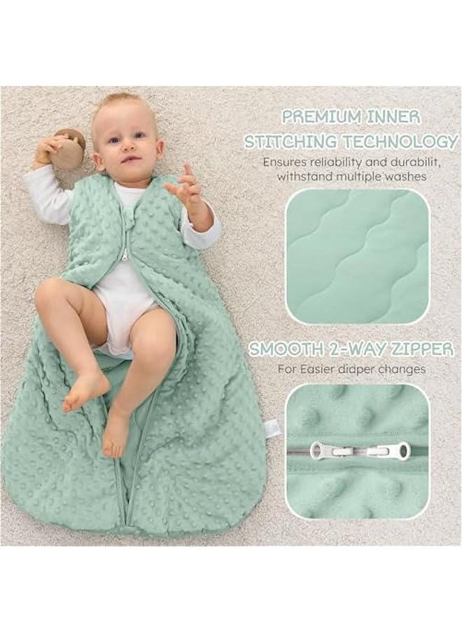 MIXDE Fleece Baby Sleep Sack 18-24 Months with Plush Dots, Winter Baby Wearable Blanket for Infant Toddler Sleeping Sack 2-Way Zipper Warm Sleepsack, Green  - Image 4