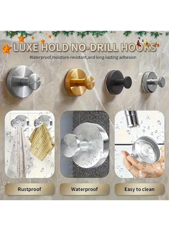 8pcs Silvery Heavy Duty Suction Cup Hooks No Drill Wall Mounted Towel Hooks - Image 2