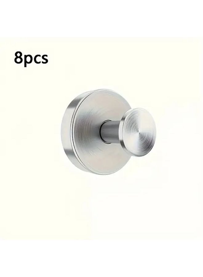 8pcs Silvery Heavy Duty Suction Cup Hooks No Drill Wall Mounted Towel Hooks - Image 1