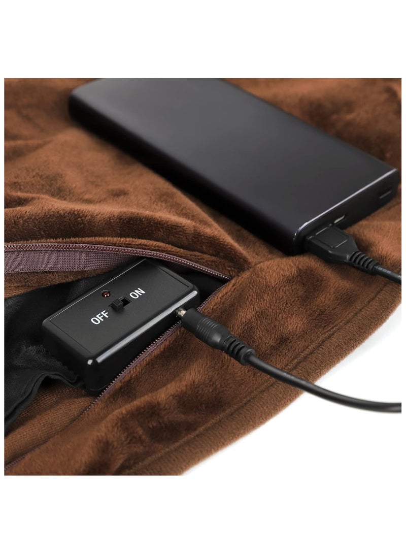 بطانية مدفأة، شال، بطانية كهربائية قابلة للارتداء مع شاحن USB، شال من الفلانيل الناعم متعدد الوظائف، بطانية مدفأة للسيارة والمكتب والمنزل - Image 3