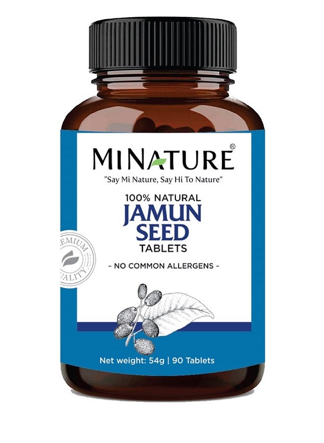 minature Jamun Seed Tablets by mi Nature | 90 Tablets, 1000 mg | 45 Days Supply | Jamun Tablets | Vegan - Image 1