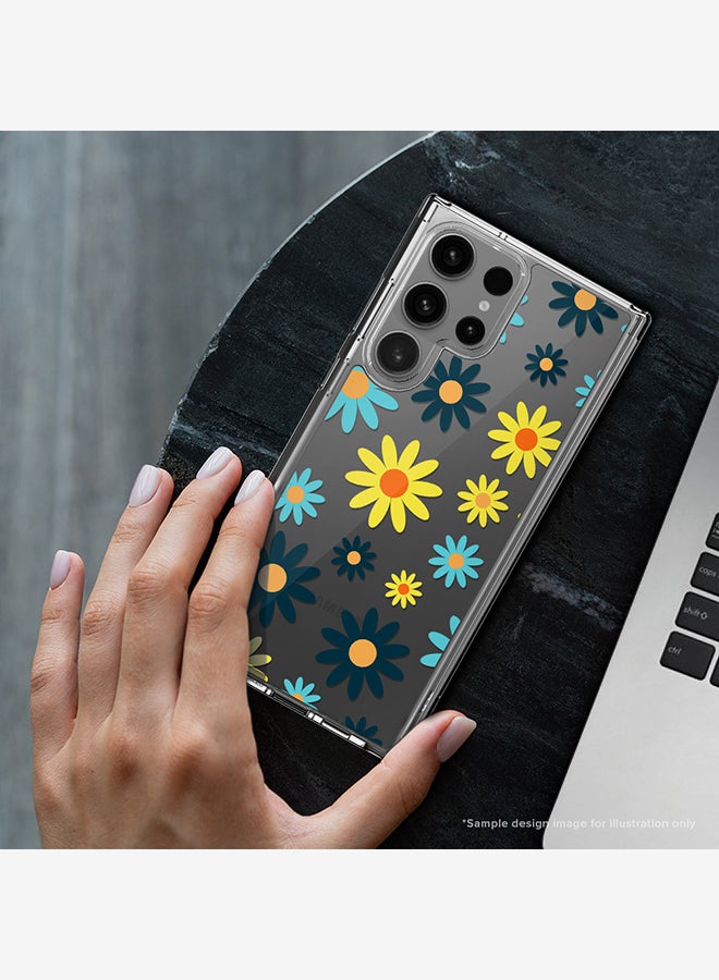 Stylizedd Classic Clear Case for Samsung Galaxy S24 Ultra , Hybrid Soft Transparent Cover Custom Monogram Initial Letter Floral Pattern Alphabet - S (Grey) - Image 2