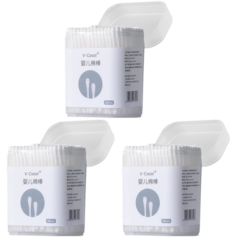 Toddmomy Toddmomy 600 Pcs Cotton Swab Swabs Cotton Buds Nose Cleaner Ear Cleaners Ears Cleaner Makeup Cleaner Baby Ear Wax Cleaner Cotton Stick Disposable Plate White Absorbent Cotton Child 