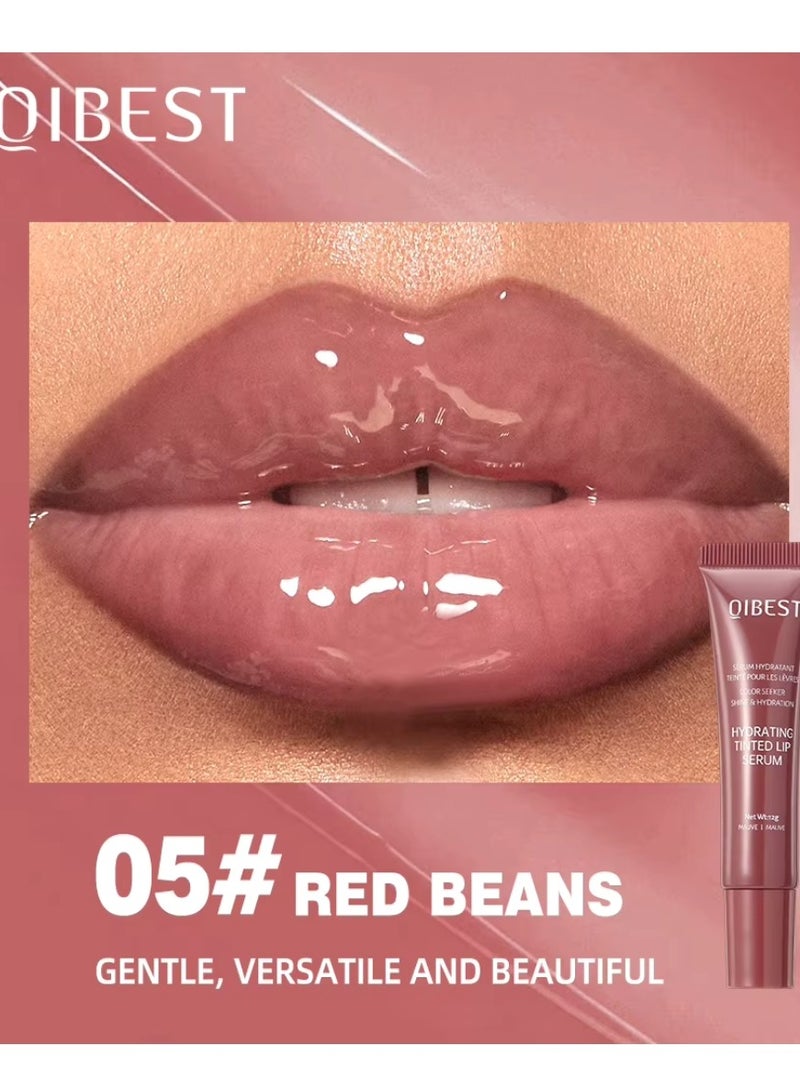 QiBest سيروم شفاه ملون مرطب مع لمعة طبيعية مكثف شفاه مغذي جل تلوين الشفاه لشفاه ناعمة وممتلئة لون طويل الأمد غير لزج مكياج شفاه مرطب لمعة شفاه تلوين الشفاه 12غ 05 - Image 2