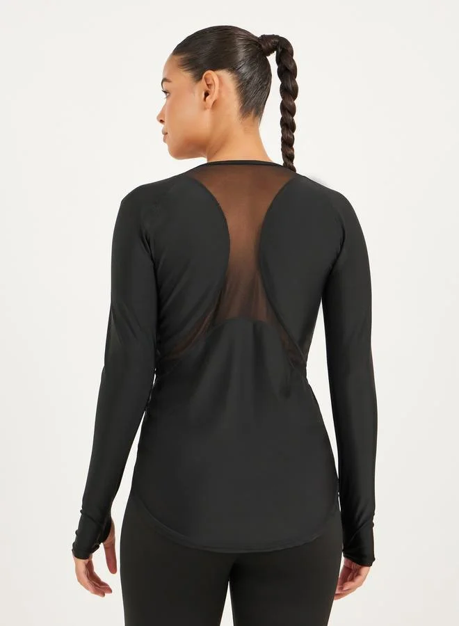 Styli Gymspire Edition - Label Mesh Insert Long Sleeve Top