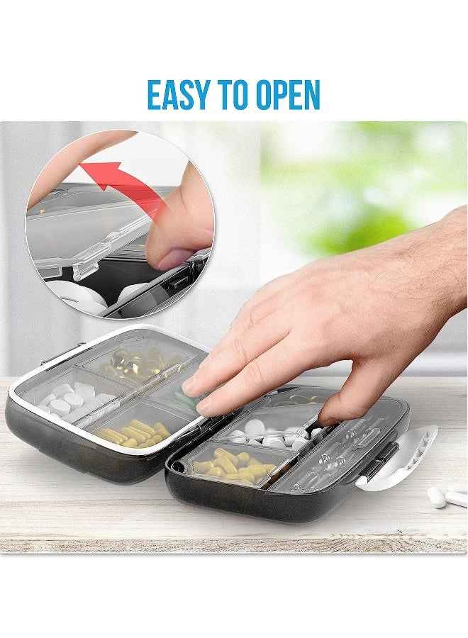 Pill Organiser Airtight Pill Box Large Pill Dispenser Home Travel Supplement Holder Portable Vitamin Sorter  - Image 5