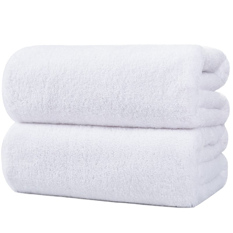 منشفة استحمام ميكروفايبر سريعة الجفاف خالية من الوبر 35 × 70 بوصة عبوة من 2 باللون الأبيض