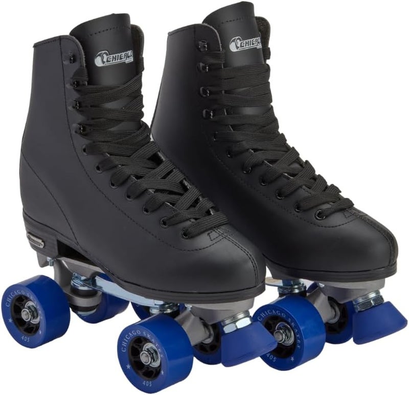 Chicago Skates Premium Black Quad Roller Skates for Men and Boys - Adjustable High-Top Design for Indoor/Outdoor Use - Image 1