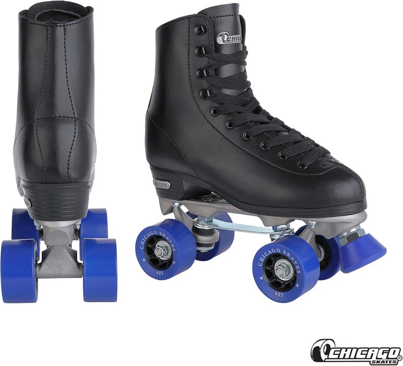 Chicago Skates Premium Black Quad Roller Skates for Men and Boys - Adjustable High-Top Design for Indoor/Outdoor Use - Image 2