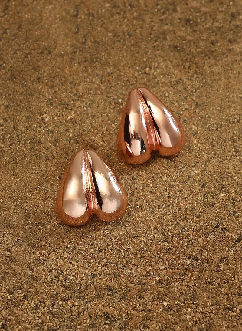 SOHI Women The Droplet-Heart Stud Earrings | Rose  Colour | One-Size | Metallic Alloy Material | Push Back Closure | Earrings For Casual & Evening Wear
