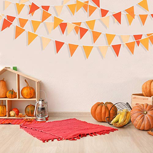 Festiko®10M/32Ft Triangle Flag Banner Pennant Garland Bunting for Fall Decor Autumn Wedding Birthday Party Thanksgiving Day Home Nursery Outdoor Garden Hanging Decoration (Orange+36Pcs) - Image 2