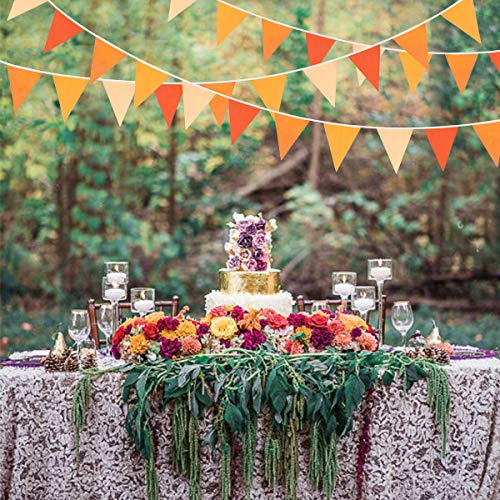 Festiko®10M/32Ft Triangle Flag Banner Pennant Garland Bunting for Fall Decor Autumn Wedding Birthday Party Thanksgiving Day Home Nursery Outdoor Garden Hanging Decoration (Orange+36Pcs) - Image 3