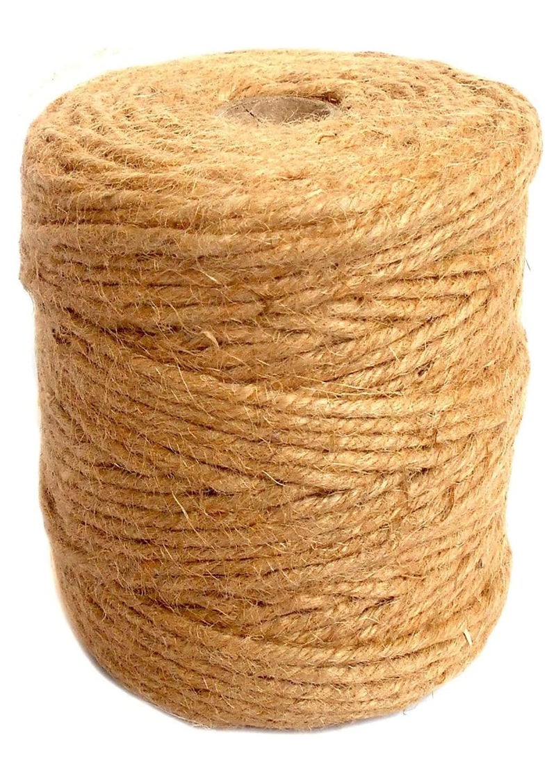 Premify Natural Jute Twine, 100m/330 Feet Brown Thick Jute Rope. 3mm/4Ply Jute String for Floristry, DIY Arts & Crafts, Gifts Wrapping, Decoration, Bundling, Garden & Recycling - Image 1