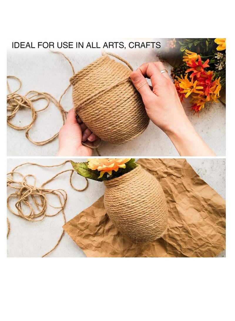 Premify Natural Jute Twine, 100m/330 Feet Brown Thick Jute Rope. 3mm/4Ply Jute String for Floristry, DIY Arts & Crafts, Gifts Wrapping, Decoration, Bundling, Garden & Recycling - Image 2
