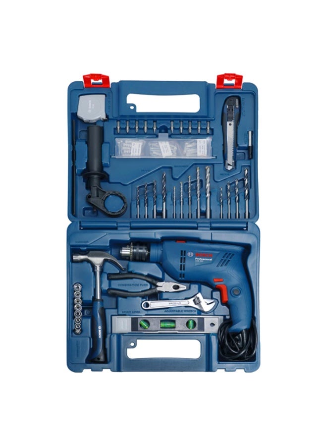 بوش BOSCH GSB 600 Corded Electric Impact Drill, 100Pcs Accessory Set | 600 W Motor | Speed of 3000 RPM | Rated Torque of 1.4 Nm | Impact rate of 48000 BPM | Double Insulation | 1 Year Warranty - Image 1