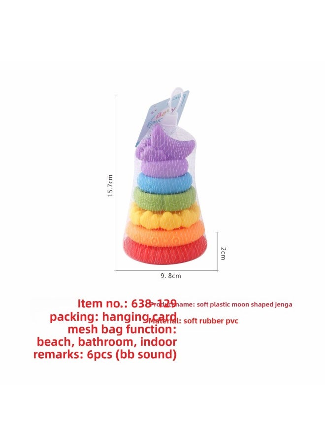 Generic - Soft Rubber Animal Stacking Music Digital Square Column Stacking Ring Children's Early Education Bath Bathroom Toys Wholesale-Color:638-133 (minimum Order Of 72 Sets) - Image 1