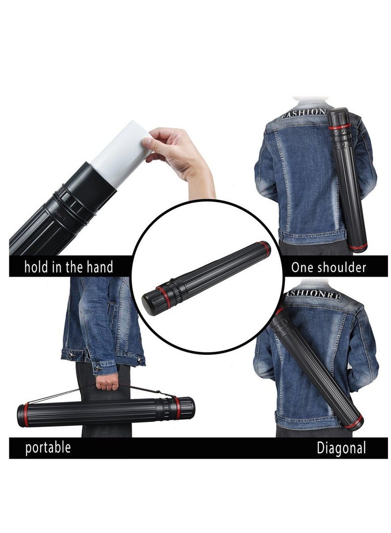 DEWEL DEWEL Drawing Tube Blueprint Case Telescoping Art Tube Large Plastic Black Storage Tube Expands from 24 to 40 Inches Plastic Waterproof and Light Resistant Poster Tube with Strap - Image 5