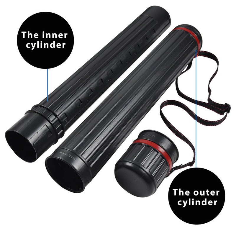 DEWEL Drawing Tube Blueprint Case Telescoping Art Tube Large Plastic Black Storage Tube Expands from 25 to 40 Inches Plastic Waterproof and Light Resistant Poster Tube with Strap - Image 5