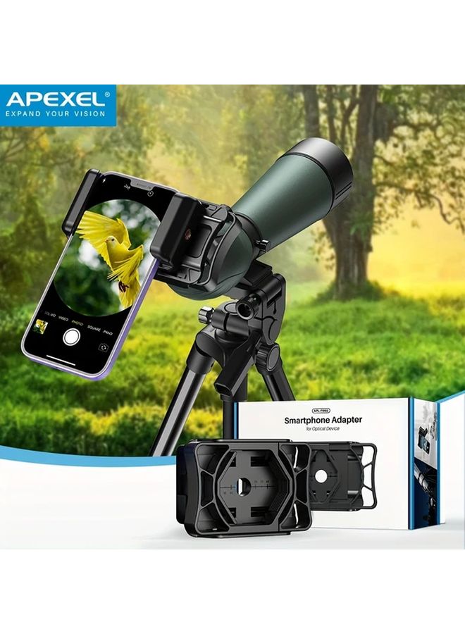 Black Apexel Dual Phone Telescope Adapter for Microscopes Cameras Universal Mount - Image 2