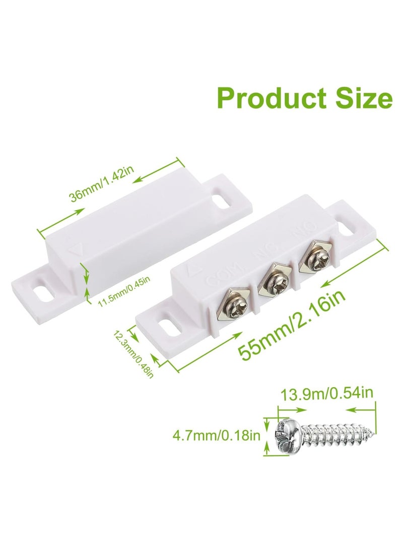 SYOSI Magnetic Reed Switch, Normally Open and Normally Closed NC NO Magnetic Proximity Switch for Door Alarm, Window Safety, Agnetic Door Switch for DC 5V 12V 24V Light (White, 2 Pack) - Image 2