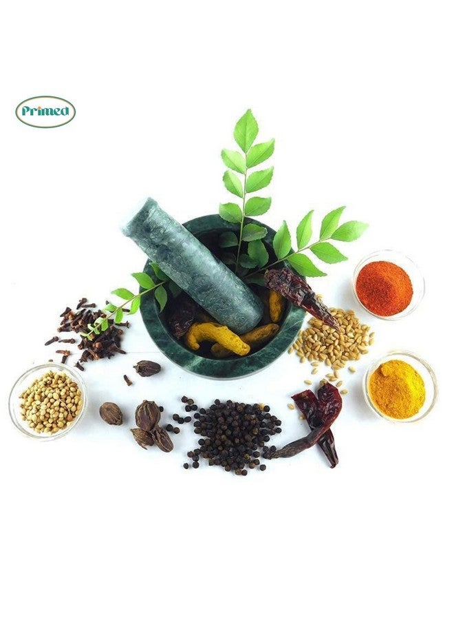 Primed Green Marble Granite Imam Dasta 5 Inch | Okhli Musal | Mortar and Pestle Set | Kharal | khalbatta | Mixer and Grinder Set for Kitchen (5 Inch, Green Marble) - Image 2