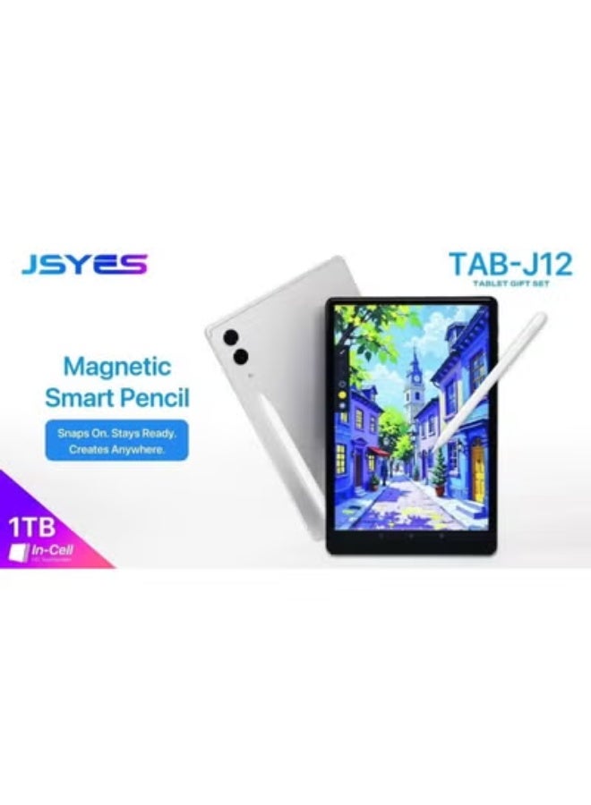 JSYES TAB-J12 10.1-Inch Android Tablet Gift Set – 1TB Storage, In-Cell HD Touch Display, 5G WiFi, Smart Face Unlock, Wireless Keyboard, Mouse, Stylus, Protective Case & Accessories – Gold - Image 4