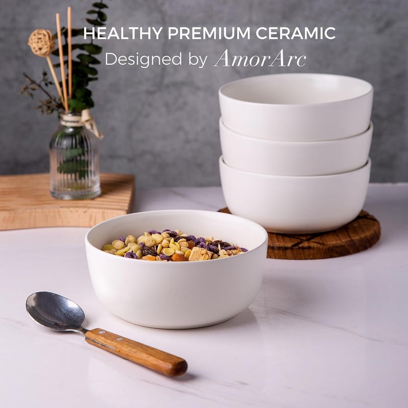 AmorArc Stoneware Cereal Bowls Set of 4, 26oz Ceramic Soup Bowls Set for Cereal Soup Snacks, Modern Kitchen bowls for Meal, Dishwasher &Microwave Safe - Image 5