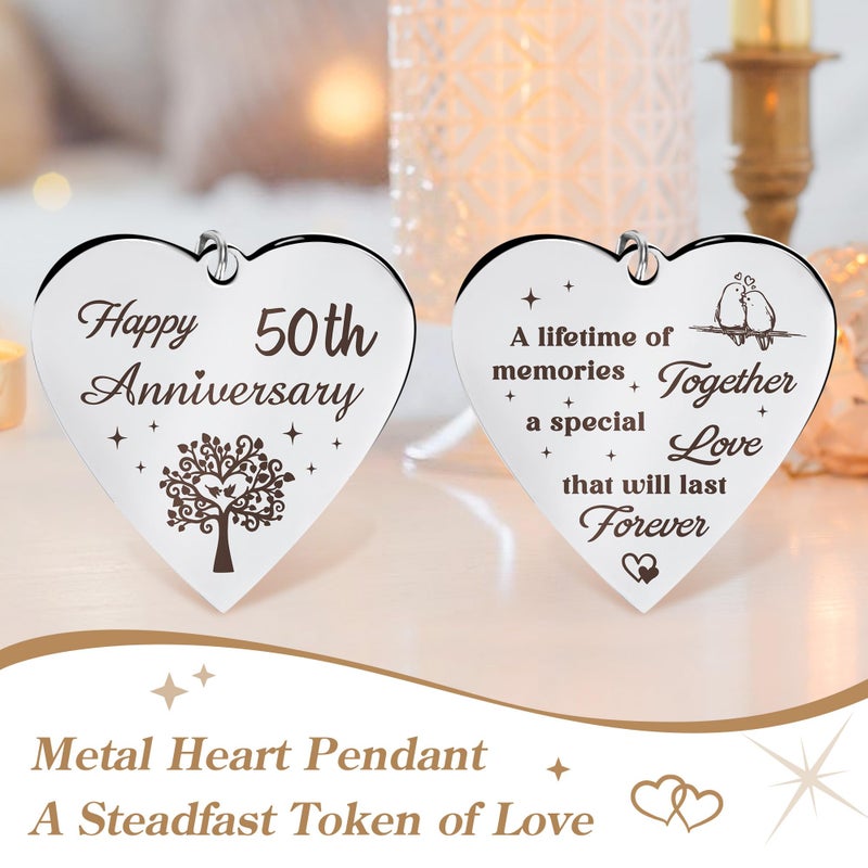 HELORAY 50th Anniversary Wedding Gifts for Couple Happy 50th Gold Anniversary Picture Frame Gift Ideas with Elegant Gift Box 50 Year Unusual Decorations for Parents Husband Wife Friends Her Him - Image 5