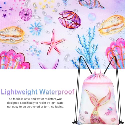 Luchike Drawstring Backpack for Kids - Girls Waterproof Swim Bag for Beach Girls Dance Travel Yoga Bag - Image 5