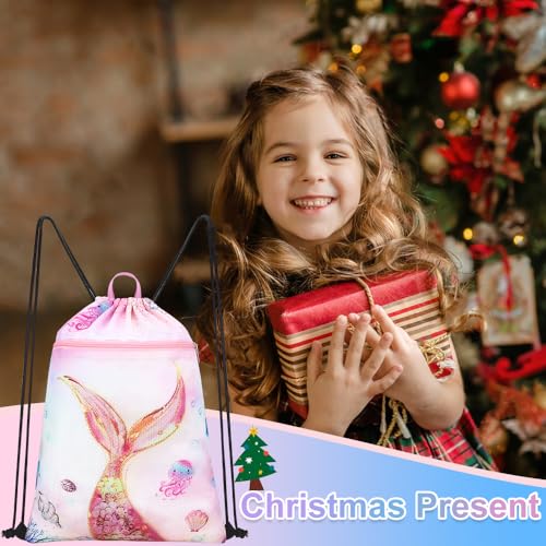 Luchike Drawstring Backpack for Kids - Girls Waterproof Swim Bag for Beach Girls Dance Travel Yoga Bag - Image 2