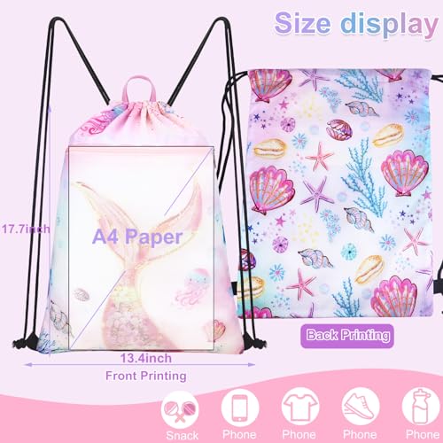 Luchike Drawstring Backpack for Kids - Girls Waterproof Swim Bag for Beach Girls Dance Travel Yoga Bag - Image 4