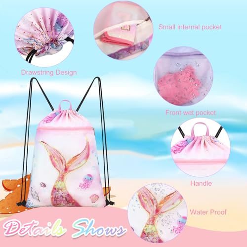 Luchike Drawstring Backpack for Kids - Girls Waterproof Swim Bag for Beach Girls Dance Travel Yoga Bag - Image 3
