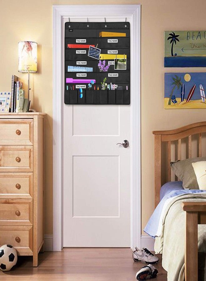 Sinzip Heavy Duty 10 Pocket Door Hanging File Organizer with Name Tag Holders, Black Wall Storage Pocket Charts with 4 Hangers, Great for Classroom, School, Home or Office Use (10 Nametag Pocket) - Image 4