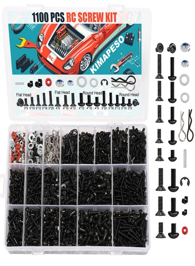 Kimapeso 1100 PCS RC Screw Kit RC Car Repair Tool Kit Universal Screws Assortment Set for Traxxas HPI HSP Axial Redcat Arrma Losi 1/8 1/10 1/12 1/16 Scale RC Cars Trucks Crawler - Image 1