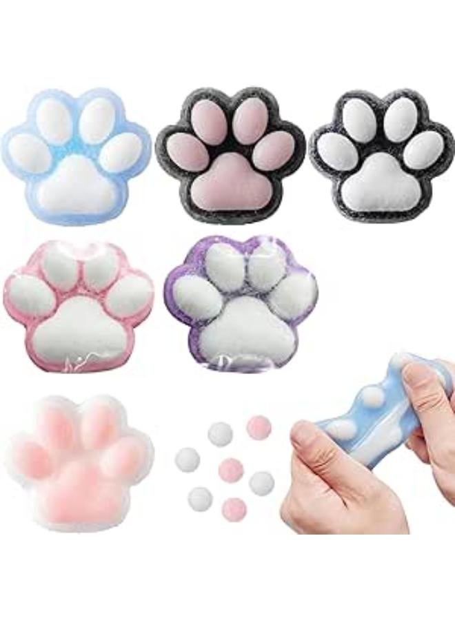 Pack of 6 Squeeze Toy, Taba Squishy, Fufu Squishy, Cat Paws Stress Toy, Cat Paws Squishy Girls and Boys for Relaxing, Stress Relief Fidget Toys for Stress Relief (Random Colour)