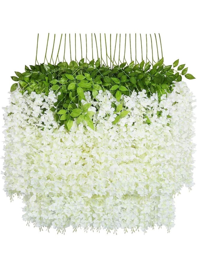 U'Artlines UArtlines 24 Pack Total 864 Feet Artificial Fake Wisteria Vine Rattan Hanging Garland Silk Flowers String Home Party Wedding Decor 24 White - Image 4