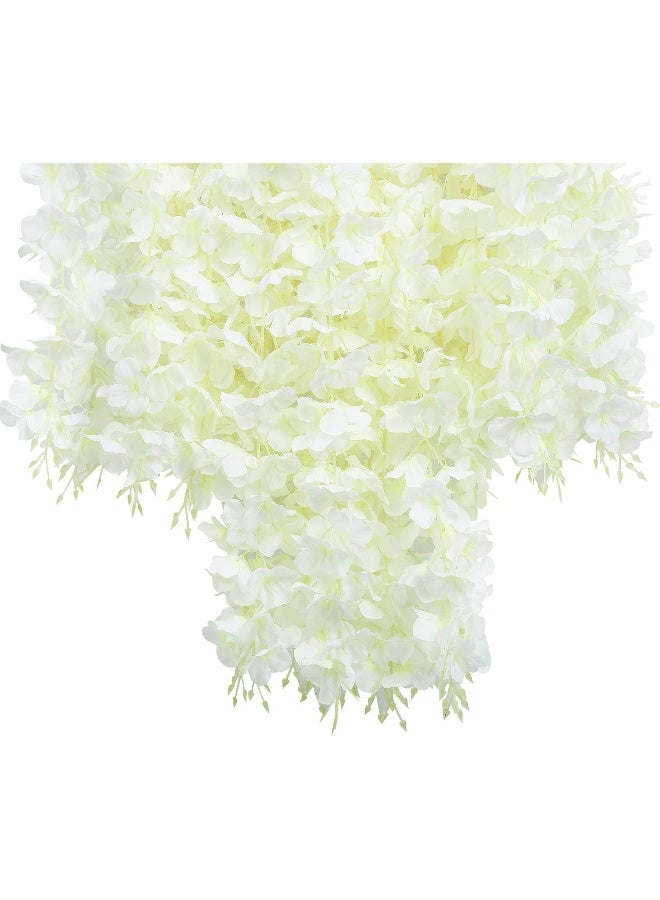 U'Artlines UArtlines 24 Pack Total 864 Feet Artificial Fake Wisteria Vine Rattan Hanging Garland Silk Flowers String Home Party Wedding Decor 24 White - Image 2