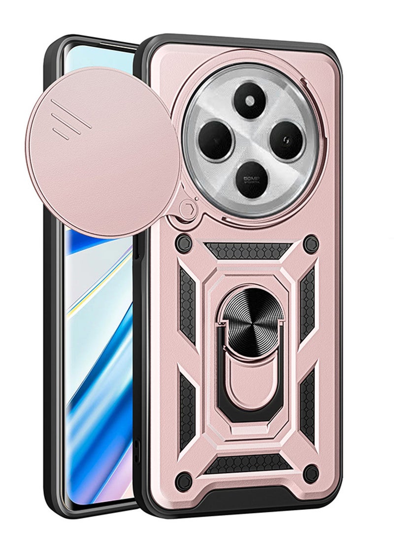 Generic Case for Xiaomi Redmi 14C 4G / Poco C75 with Sliding Camera Cover, Kickstand, PC+TPU Dual-Layer,Rose Gold  - Image 1