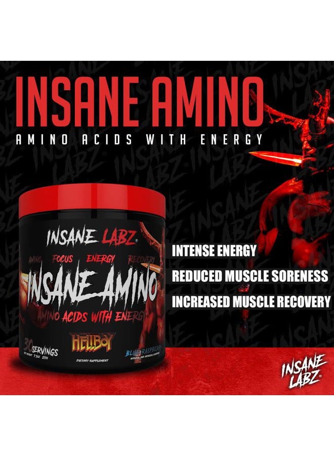 Insane labz Insane Amino Hellboy Edition, BCAA with Energy Focus Muscle Recovery, Intra Workout Powder, 2 1 1 Branched Chain Amino Acid Powder, 30 Srvgs, Blue Raspberry - Image 4