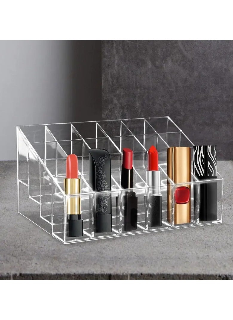 ORiTi Transparent Cosmetic Makeup Organizer Cleaar 24 Lattices Lipsticks Cosmetics Lotion Makeup Organizer Storage Display Holder Stand 1 pc  - Image 5