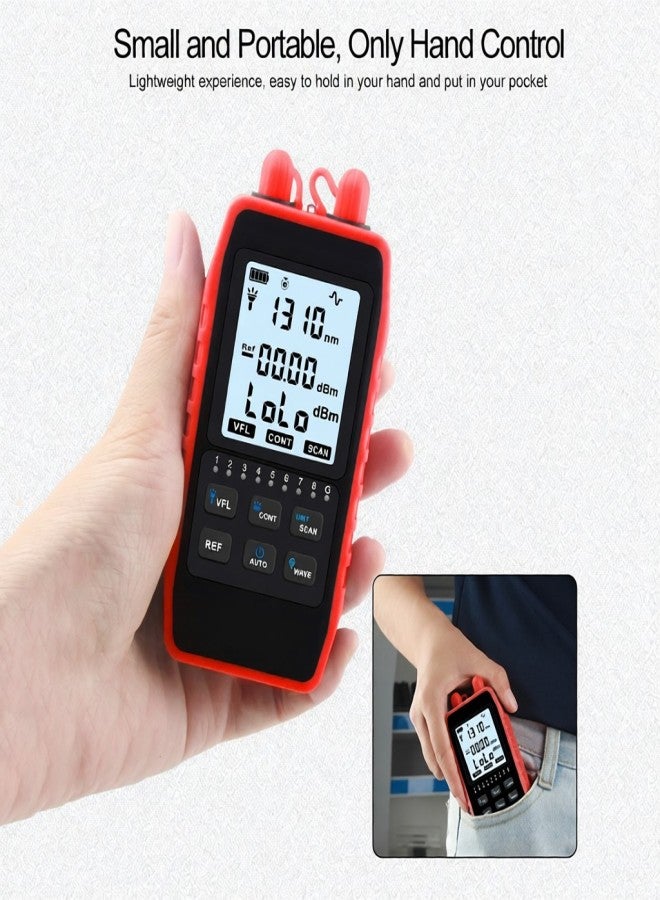 NOYAFA NF-908L Multifunction Optical Power Meter OPM Visual Fault Locator Network Cable Test Gauge Rechargeable LCD Digital Optical Fiber Tester with LED Lighting Wiremap & VFL & REF Function - Image 4