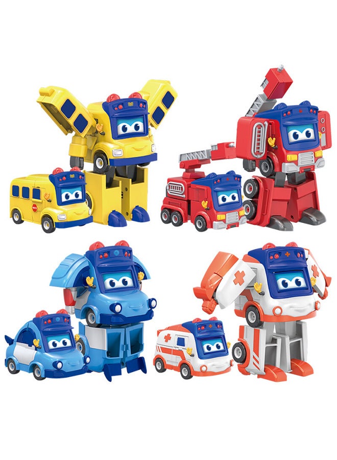 Baibian School Ba Goethe Toy Deformation Fire Sheriff Engineering Car Children Robot Set Six-in-One Boy-Color:Deformation Face-Fire Goethe-Large - Image 3