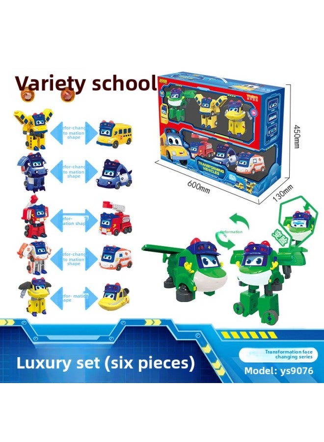Baibian School Ba Goethe Toy Deformation Fire Sheriff Engineering Car Children Robot Set Six-in-One Boy-Color:Deformation Face-Fire Goethe-Large - Image 4