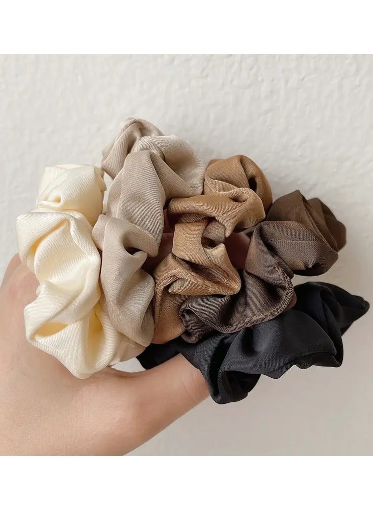 يوكانبي 5 قطع فاخرة ناعمة مثل الحرير الشعر scrunchys للنساء-مرنة وروابط للشعر المجعد والناعم والسميك والرقيق-لطيف ومريح وسهل الاستخدام للتصفيف اليومي مع خيارات الألوان الصلبة - Image 2
