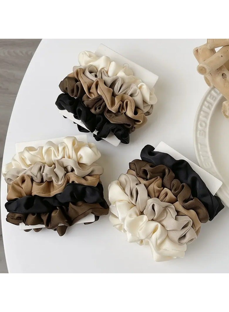 يوكانبي 5 قطع فاخرة ناعمة مثل الحرير الشعر scrunchys للنساء-مرنة وروابط للشعر المجعد والناعم والسميك والرقيق-لطيف ومريح وسهل الاستخدام للتصفيف اليومي مع خيارات الألوان الصلبة - Image 4